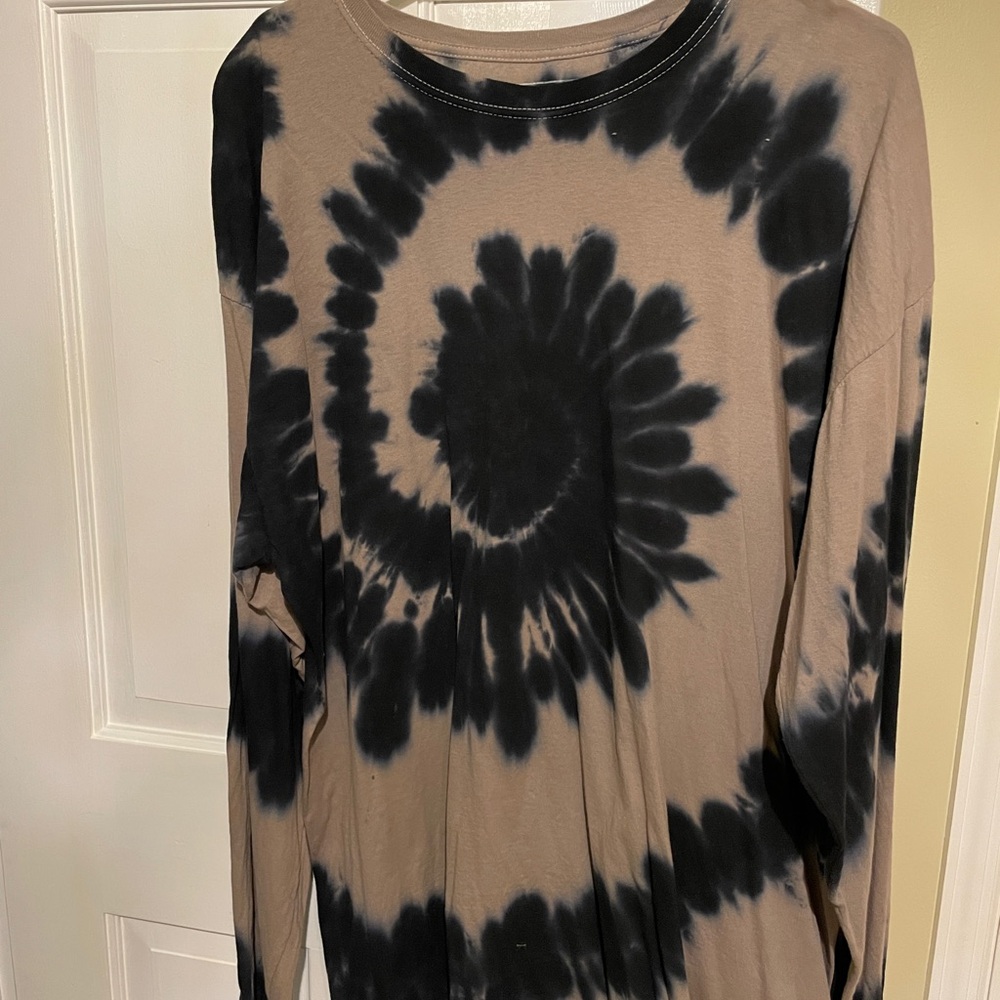 Black, Tan and Navy Tie-Dye Long Sleeve Shirt
